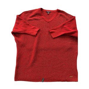 Ellen Tracy Sweater Womens 2XL 3/4 Dolman Sleeve V Neck Tunic Pullover Dark Pink